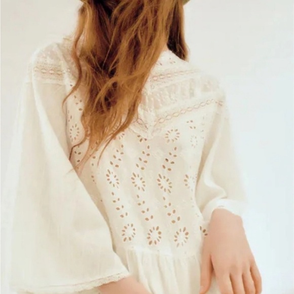 Zara Ivory Lace & Eyelet Top - Picture 2 of 7